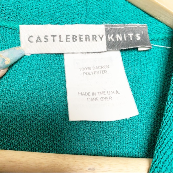 Vintage Castle berry Knits Teal Cardigan Women’s Size 8 - Picture 6 of 9